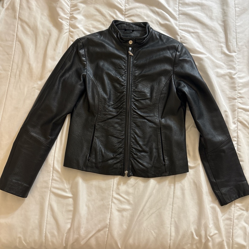 Wilson’s leather Black Leather Zip-Front Jacket